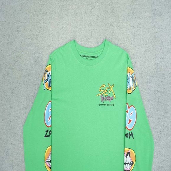 Chrome Hearts Yellow Letter Print Logo T-Shirt - Green Long Sleeve - Picture 7 of 13